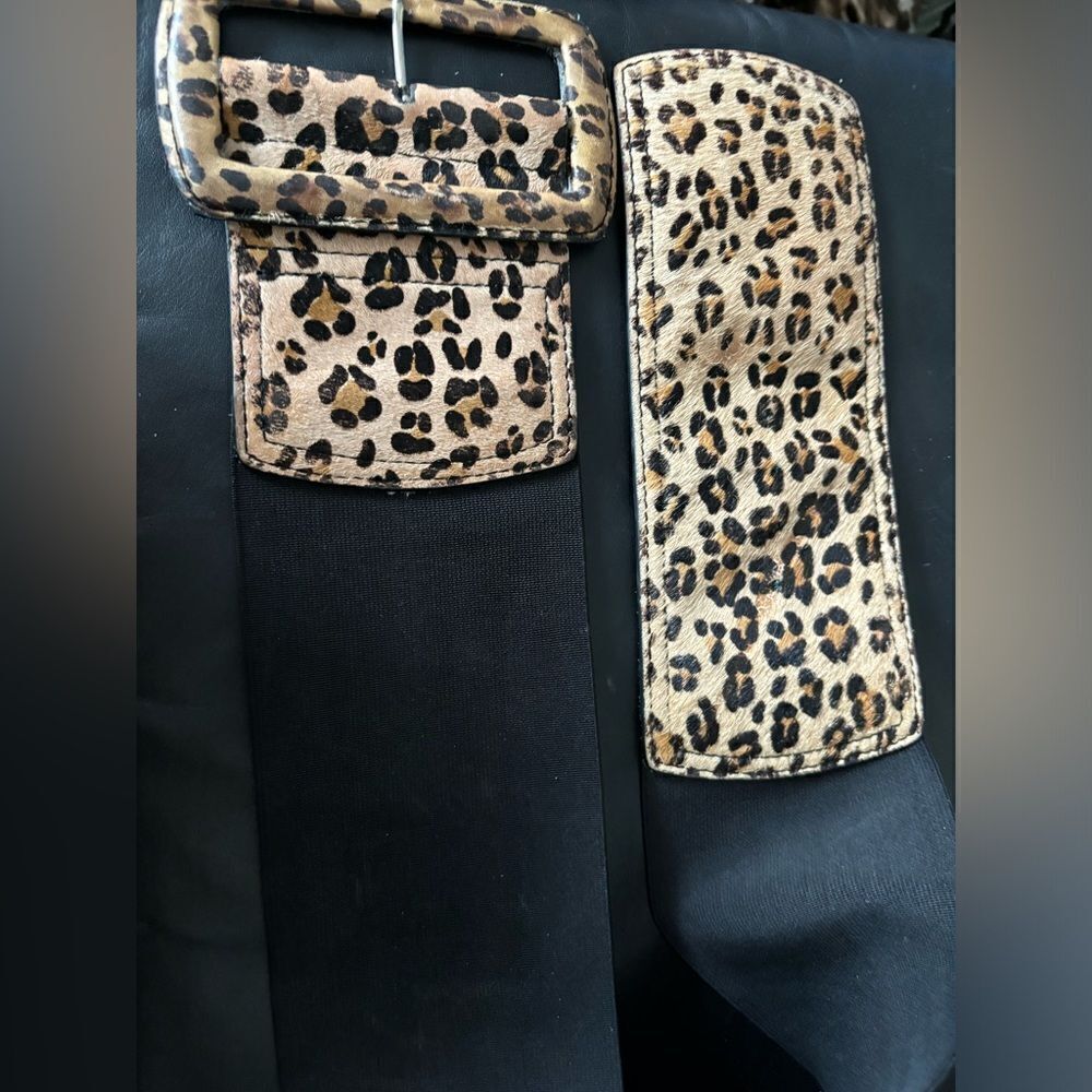 Bebe fur wide dress suit belt animal print tiger cheetah accessory leopard big